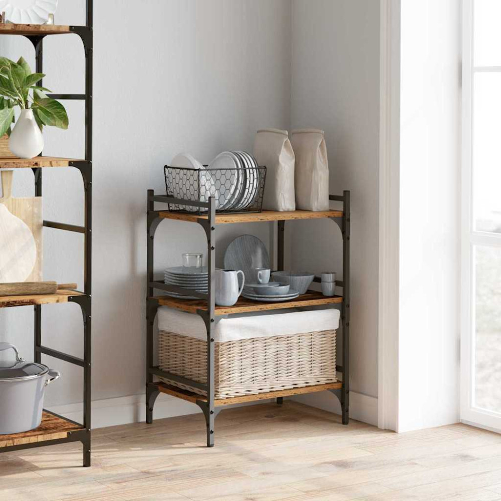 Produktbild för Köksvagn Gammalt trä 50 x 35 x 75.5 cm Konstruerat trä