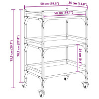Produktbild för Köksvagn Svart Ek 50 x 35 x 75.5 cm Konstruerat trä
