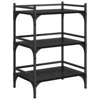 Produktbild för Köksvagn Svart Ek 50 x 35 x 75.5 cm Konstruerat trä