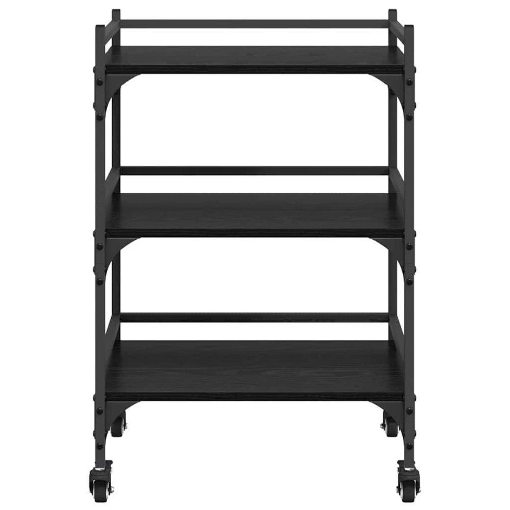 Produktbild för Köksvagn Svart Ek 50 x 35 x 75.5 cm Konstruerat trä