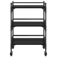 Produktbild för Köksvagn Svart Ek 50 x 35 x 75.5 cm Konstruerat trä