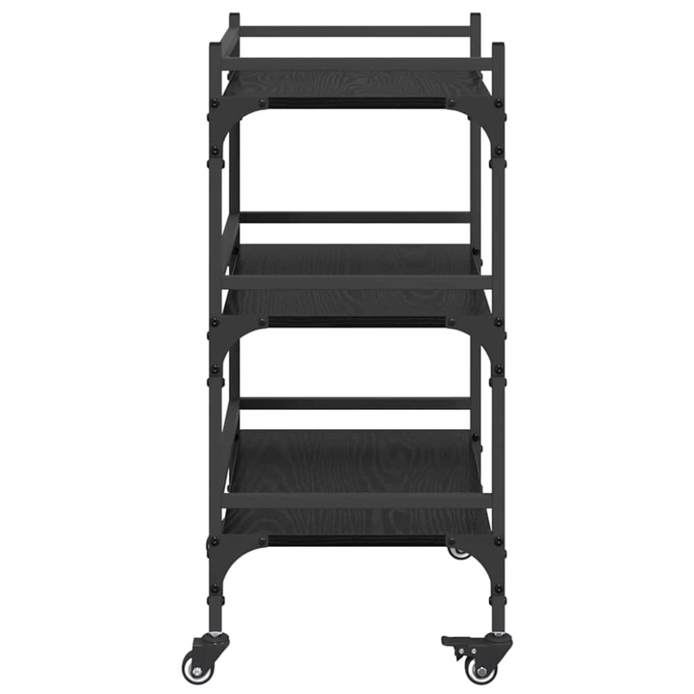 Produktbild för Köksvagn Svart Ek 50 x 35 x 75.5 cm Konstruerat trä