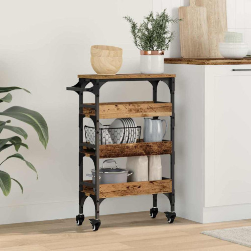 vidaXL Köksvagn Gammalt trä 53 x 20 x 76 cm Konstruerat trä