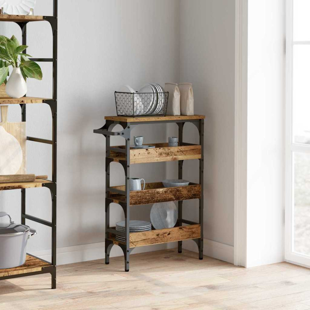 Produktbild för Köksvagn Gammalt trä 53 x 20 x 76 cm Konstruerat trä