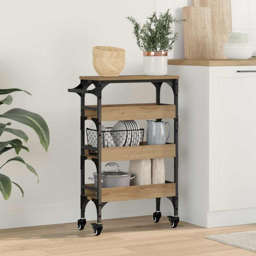 vidaXL Köksvagn Artisan Ek 53 x 20 x 76 cm Konstruerat trä