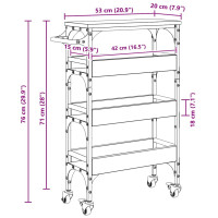 Produktbild för Köksvagn Svart Ek 53 x 20 x 76 cm Konstruerat trä