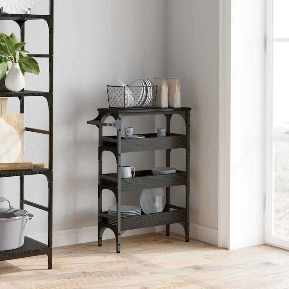 Produktbild för Köksvagn Svart Ek 53 x 20 x 76 cm Konstruerat trä