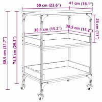 Produktbild för Köksvagn Svart Ek 60 x 41 x 80.5 cm Konstruerat trä