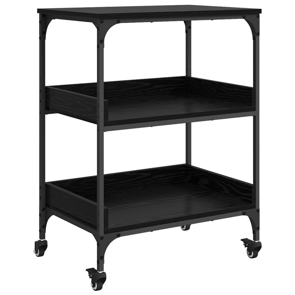 Produktbild för Köksvagn Svart Ek 60 x 41 x 80.5 cm Konstruerat trä