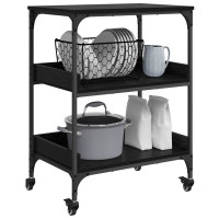 Produktbild för Köksvagn Svart Ek 60 x 41 x 80.5 cm Konstruerat trä