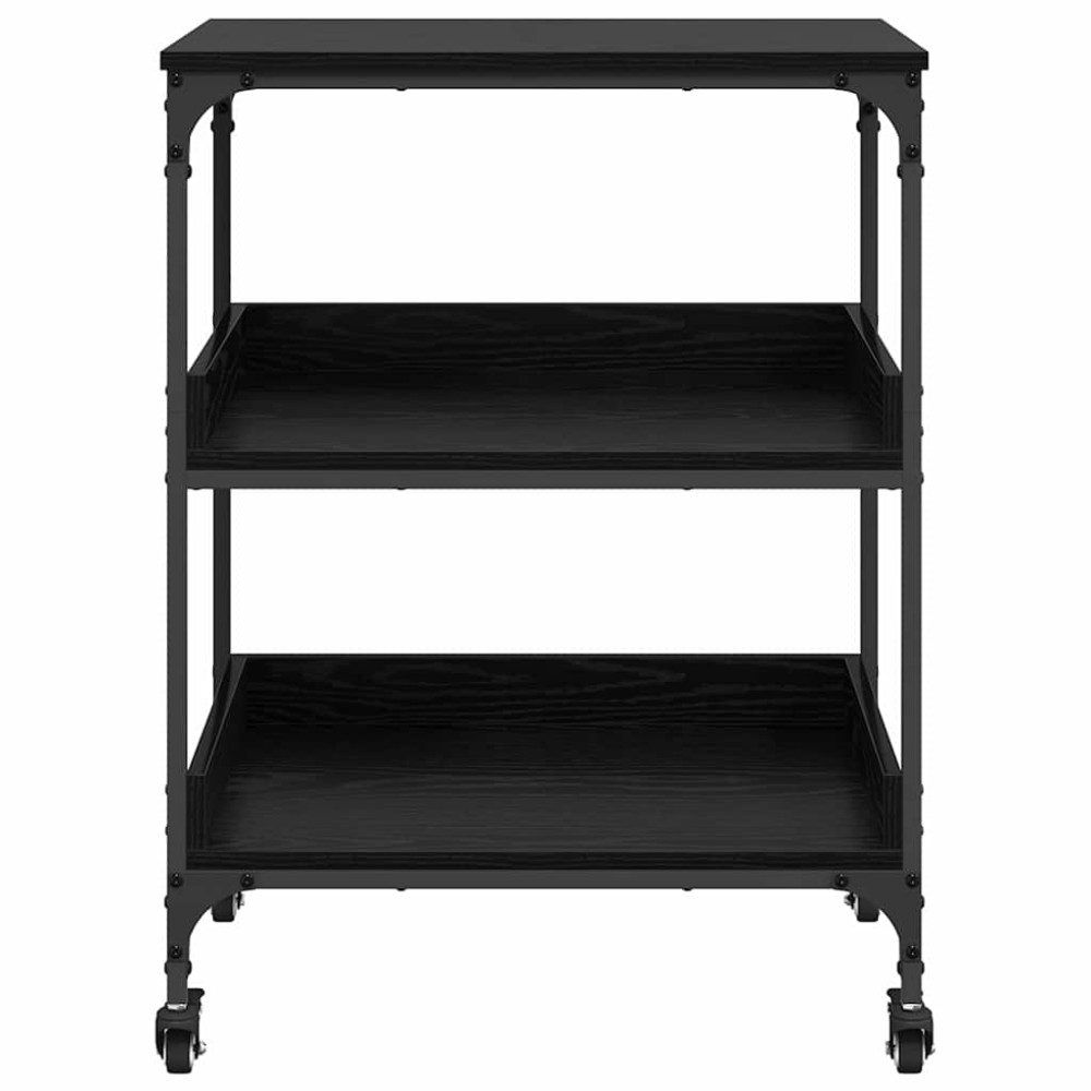Produktbild för Köksvagn Svart Ek 60 x 41 x 80.5 cm Konstruerat trä