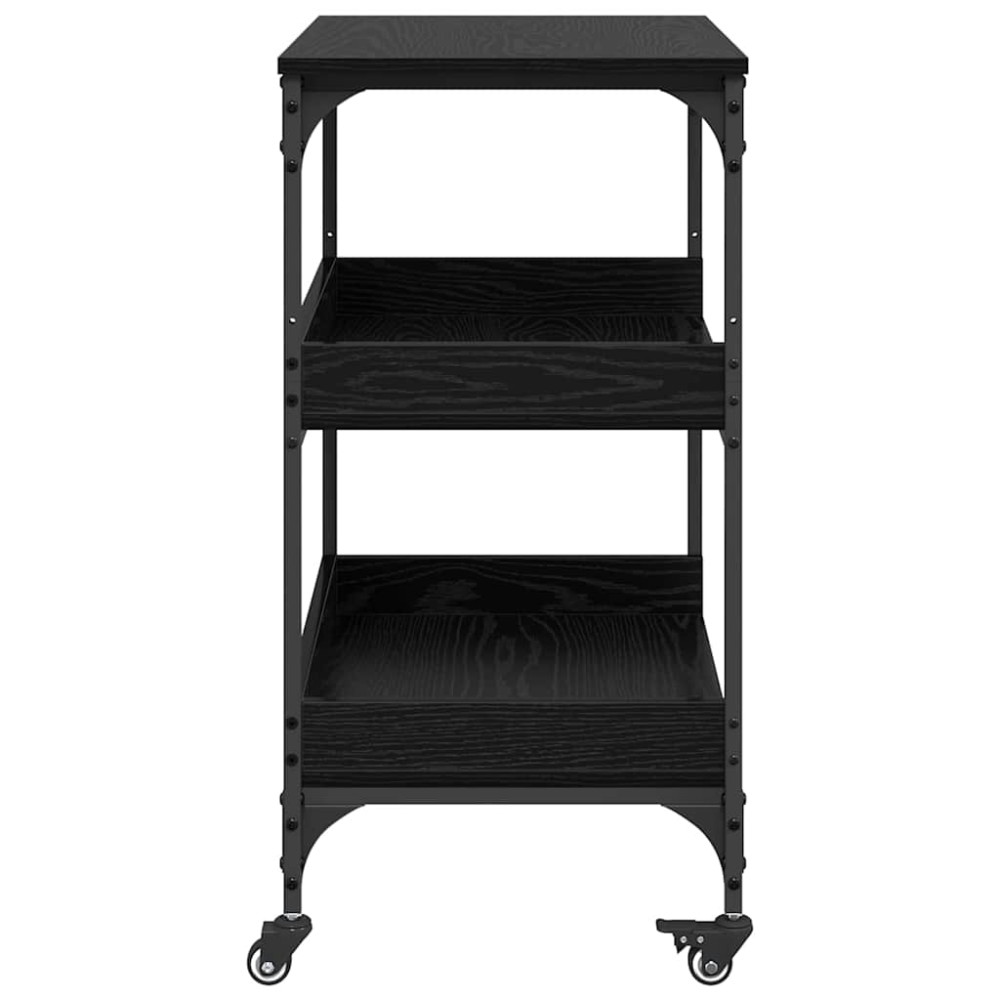 Produktbild för Köksvagn Svart Ek 60 x 41 x 80.5 cm Konstruerat trä