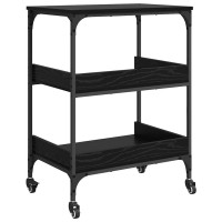 Produktbild för Köksvagn Svart Ek 60 x 41 x 80.5 cm Konstruerat trä