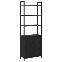 Produktbild för Bokskåp Svart Ek 60 x 24 x 161 cm Konstruerat trä
