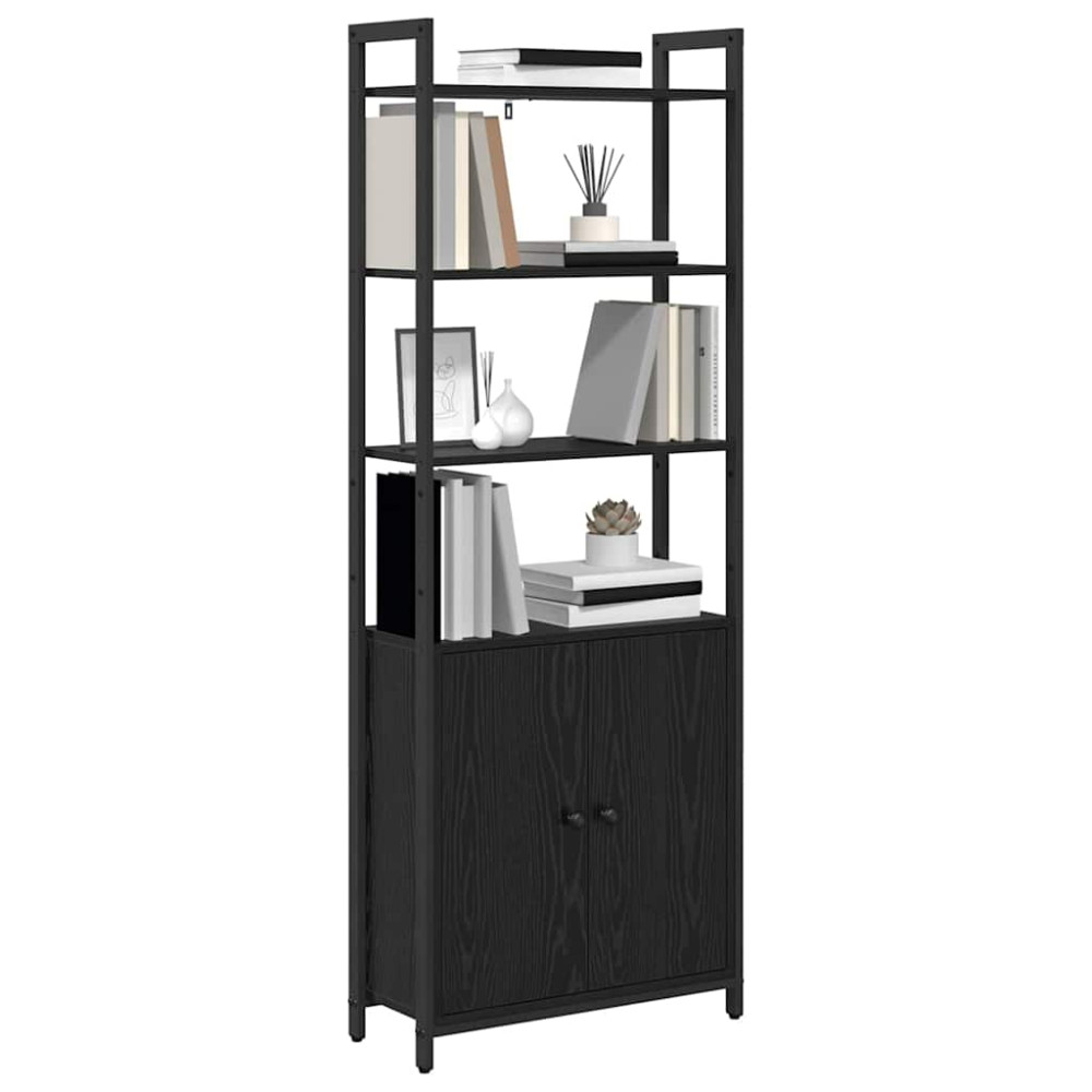 Produktbild för Bokskåp Svart Ek 60 x 24 x 161 cm Konstruerat trä