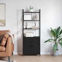 Produktbild för Bokskåp Svart Ek 60 x 24 x 161 cm Konstruerat trä