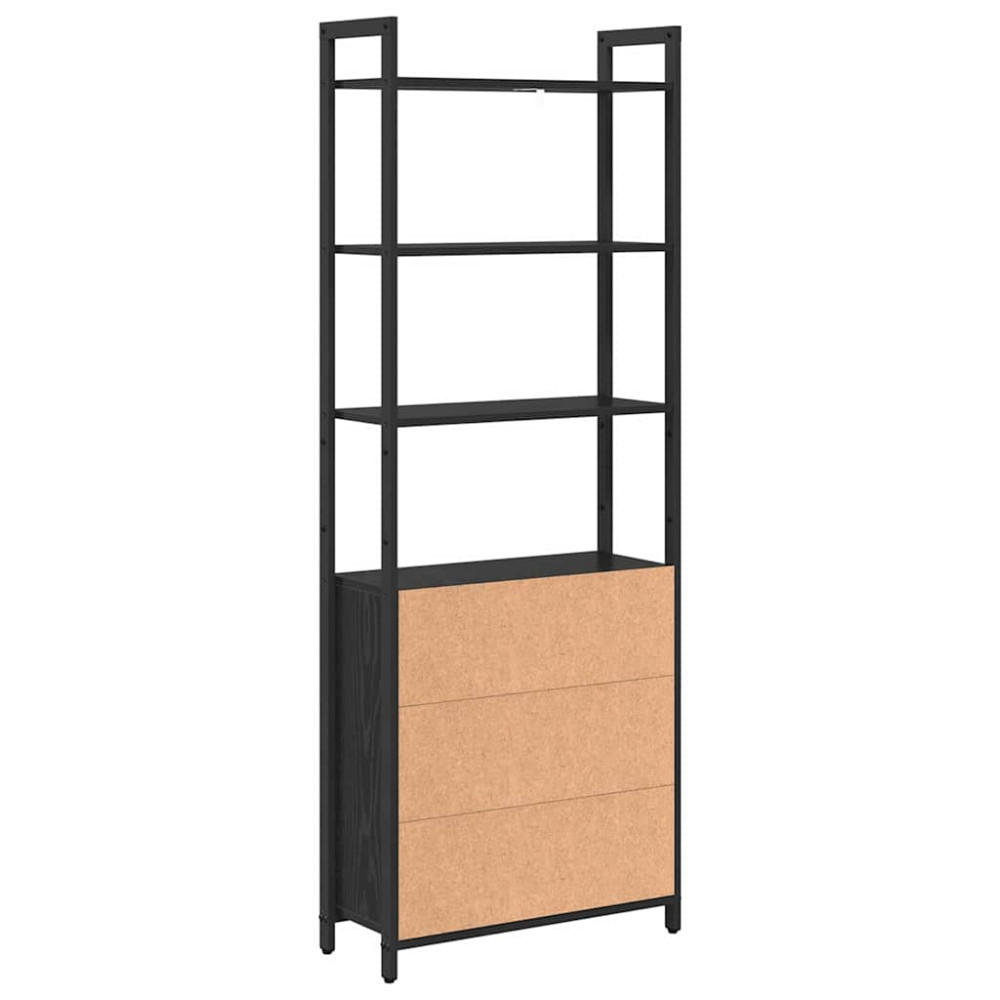 Produktbild för Bokskåp Svart Ek 60 x 24 x 161 cm Konstruerat trä