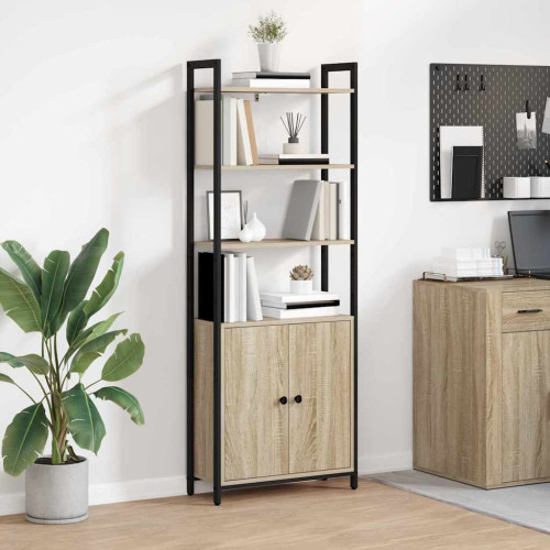 vidaXL Bokskåp Sonoma-ek 60 x 24 x 161 cm Konstruerat trä