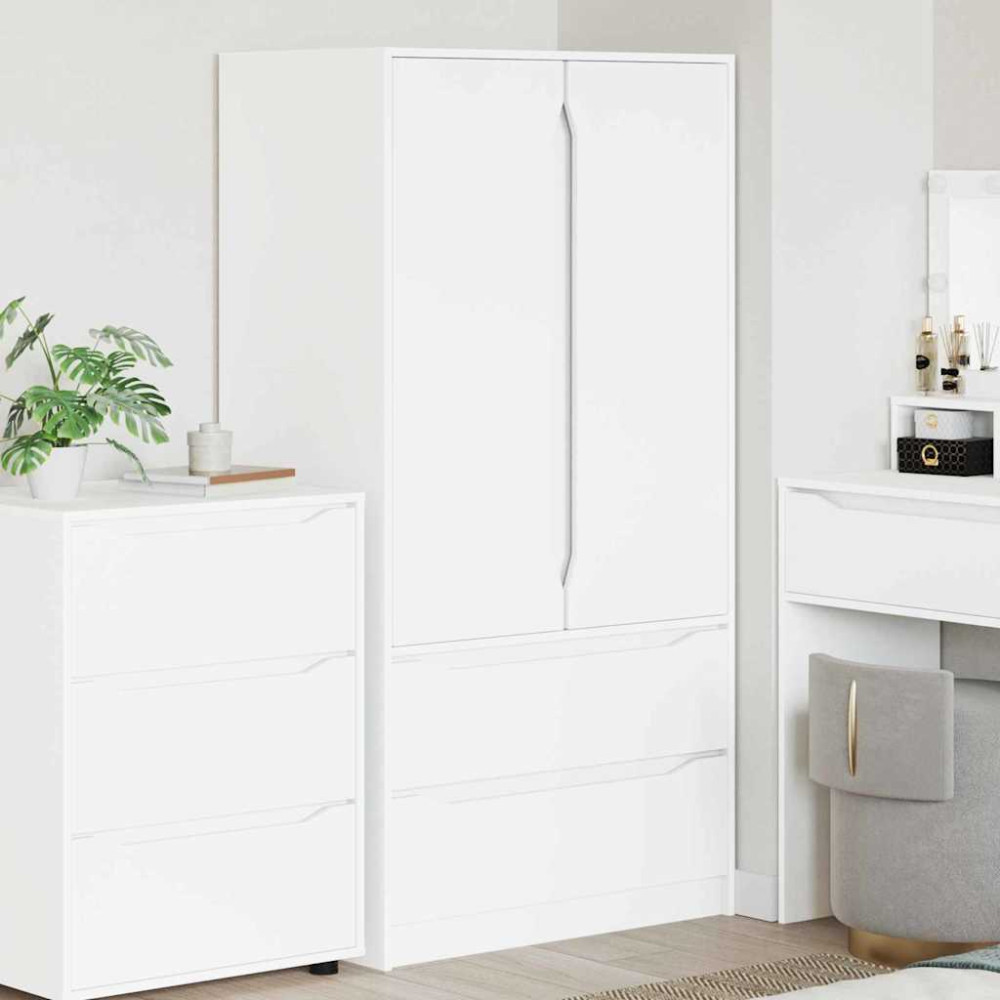 Produktbild för Garderob med låda Vit 79,5 x 49 x 156 cm Konstruerat trä