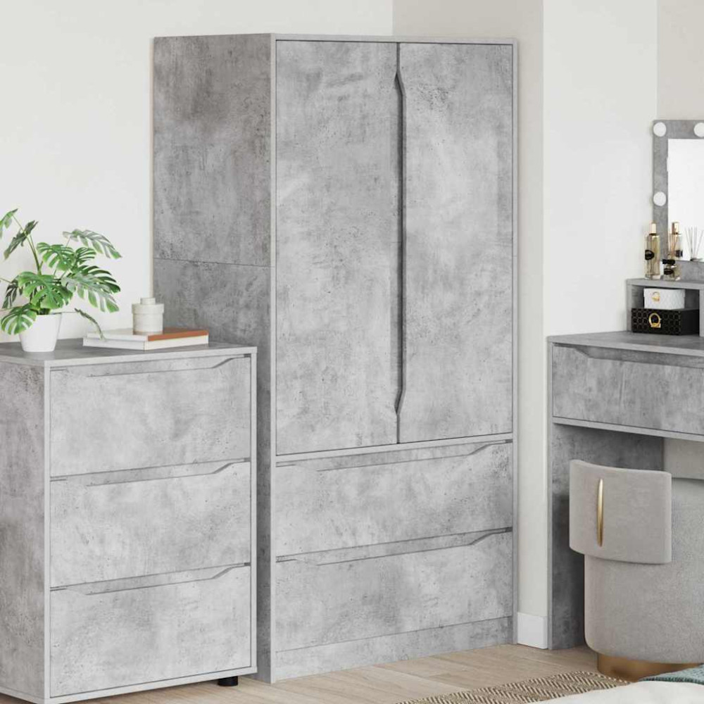 Produktbild för Garderob med låda BetongGrå 79,5 x 49 x 156 cm Konstruerat trä