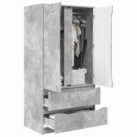 Produktbild för Garderob med låda BetongGrå 79,5 x 49 x 156 cm Konstruerat trä
