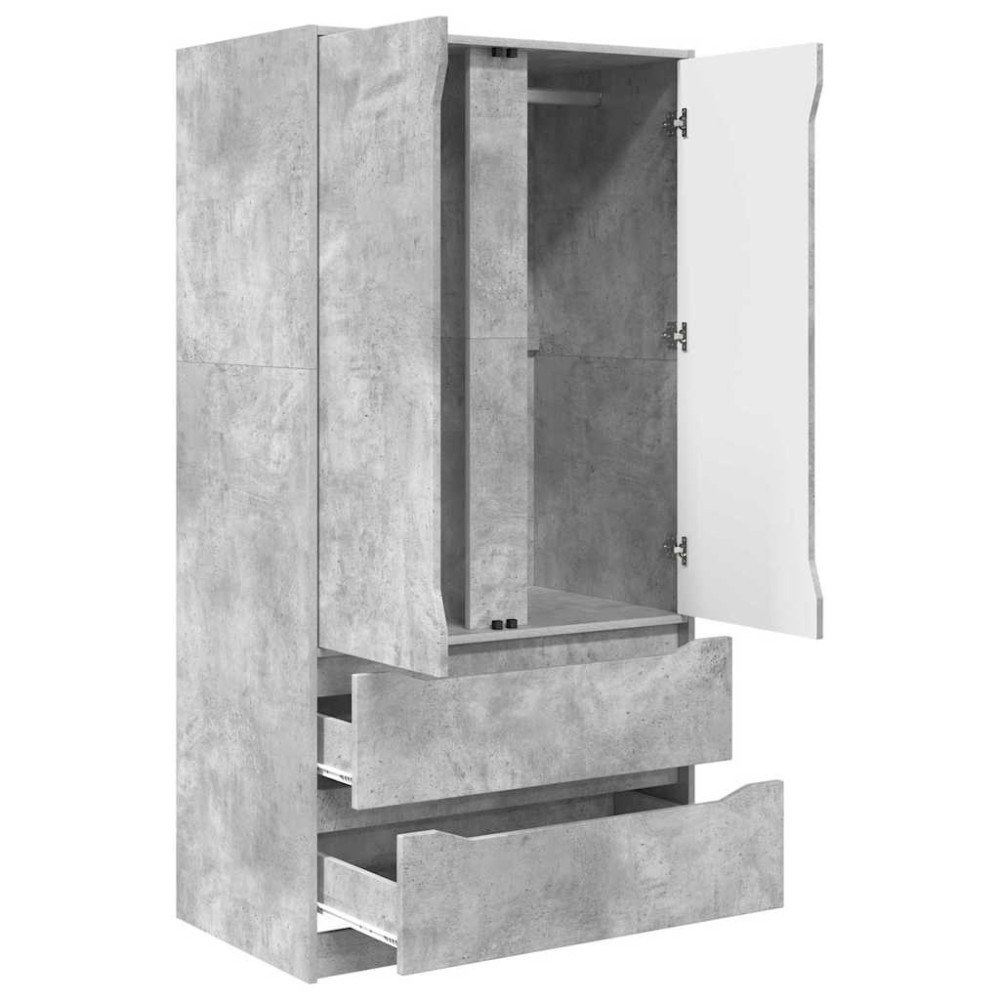 Produktbild för Garderob med låda BetongGrå 79,5 x 49 x 156 cm Konstruerat trä