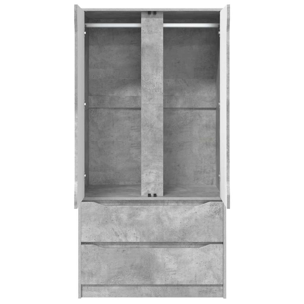Produktbild för Garderob med låda BetongGrå 79,5 x 49 x 156 cm Konstruerat trä