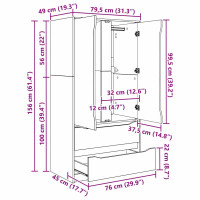 Produktbild för Garderob Högblank Vit 79,5 x 49 x 156 cm Konstruerat trä