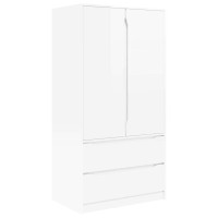 Produktbild för Garderob Högblank Vit 79,5 x 49 x 156 cm Konstruerat trä