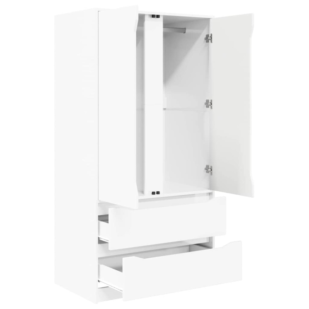 Produktbild för Garderob Högblank Vit 79,5 x 49 x 156 cm Konstruerat trä