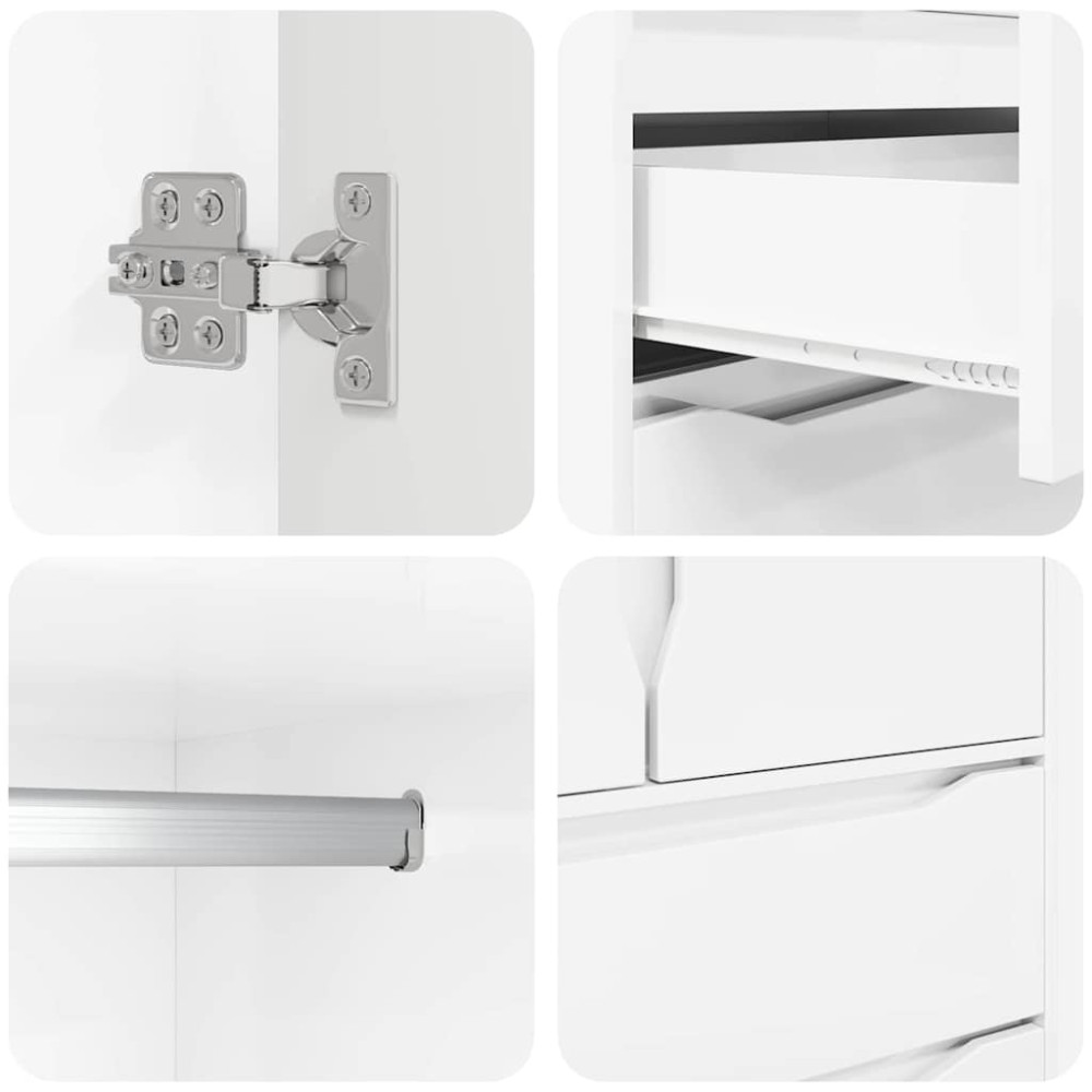 Produktbild för Garderob Högblank Vit 79,5 x 49 x 156 cm Konstruerat trä