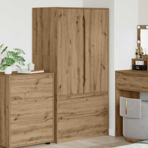 vidaXL Garderob med låda Artisan Ek 79,5 x 49 x 156 cm Konstruerat trä