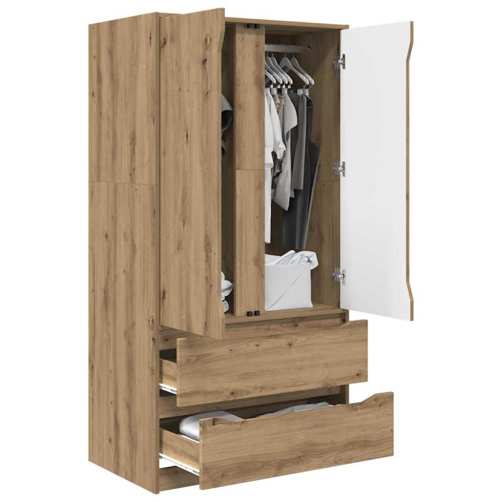 Produktbild för Garderob med låda Artisan Ek 79,5 x 49 x 156 cm Konstruerat trä