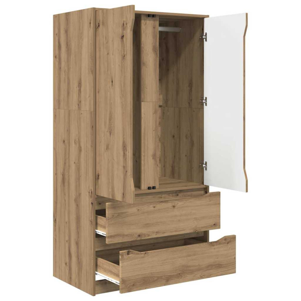 Produktbild för Garderob med låda Artisan Ek 79,5 x 49 x 156 cm Konstruerat trä