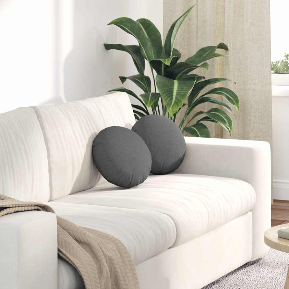 Produktbild för Sittkuddar 2 pcs Mörkgrå Ø30 x 13 cm tyg