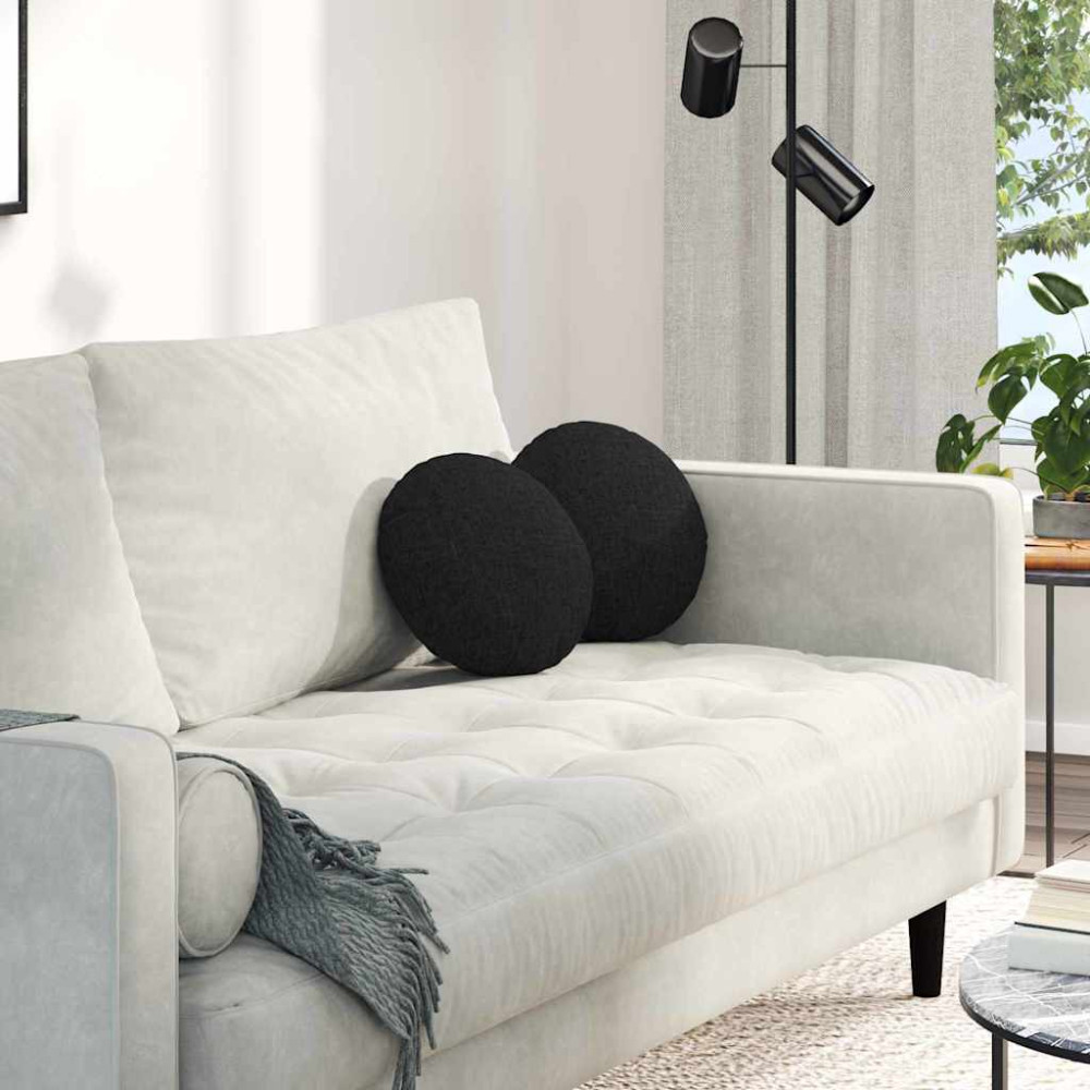 Produktbild för Sittkuddar 2 pcs Svart Ø30 x 13 cm tyg