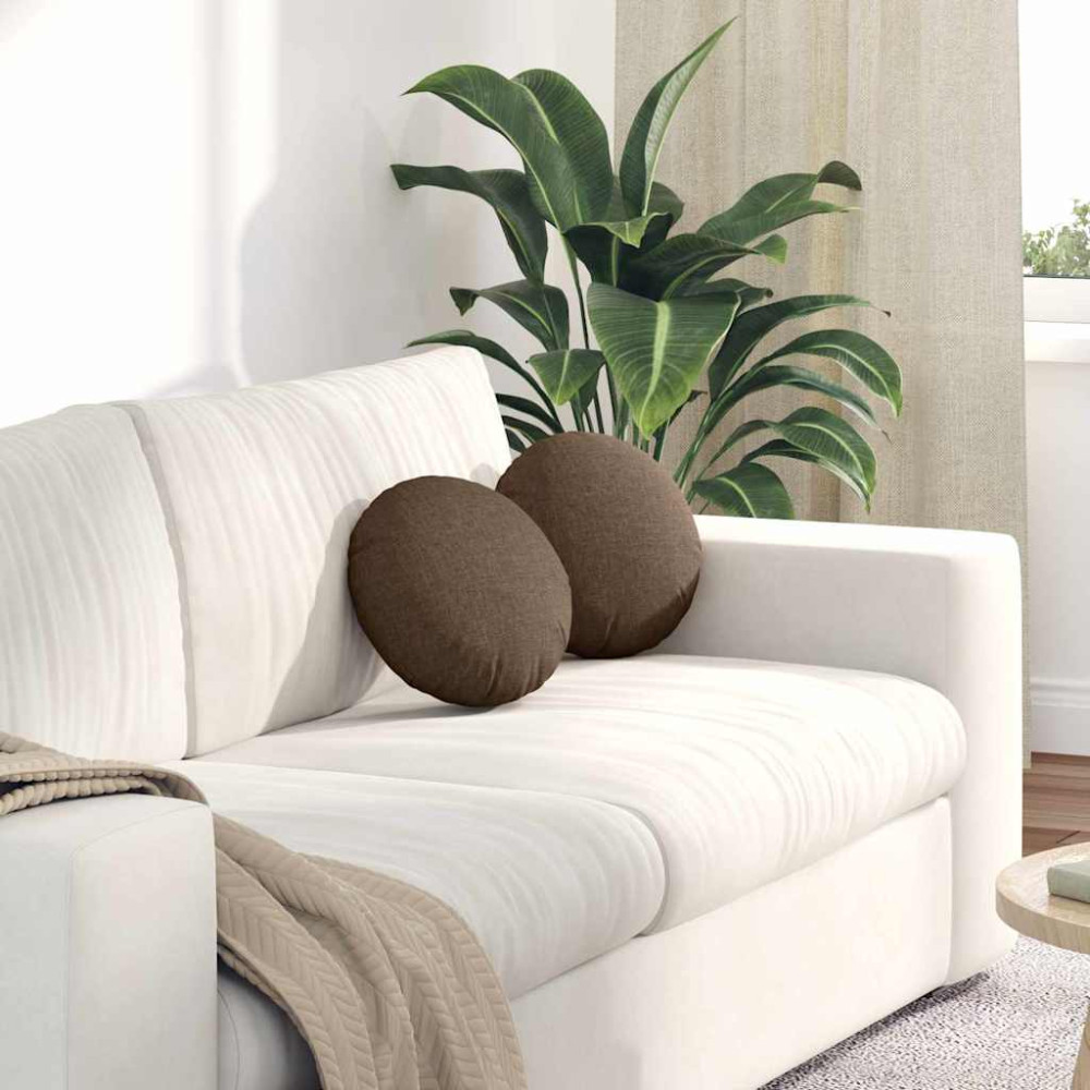 Produktbild för Sittkuddar 2 pcs Brun Ø30 x 13 cm tyg