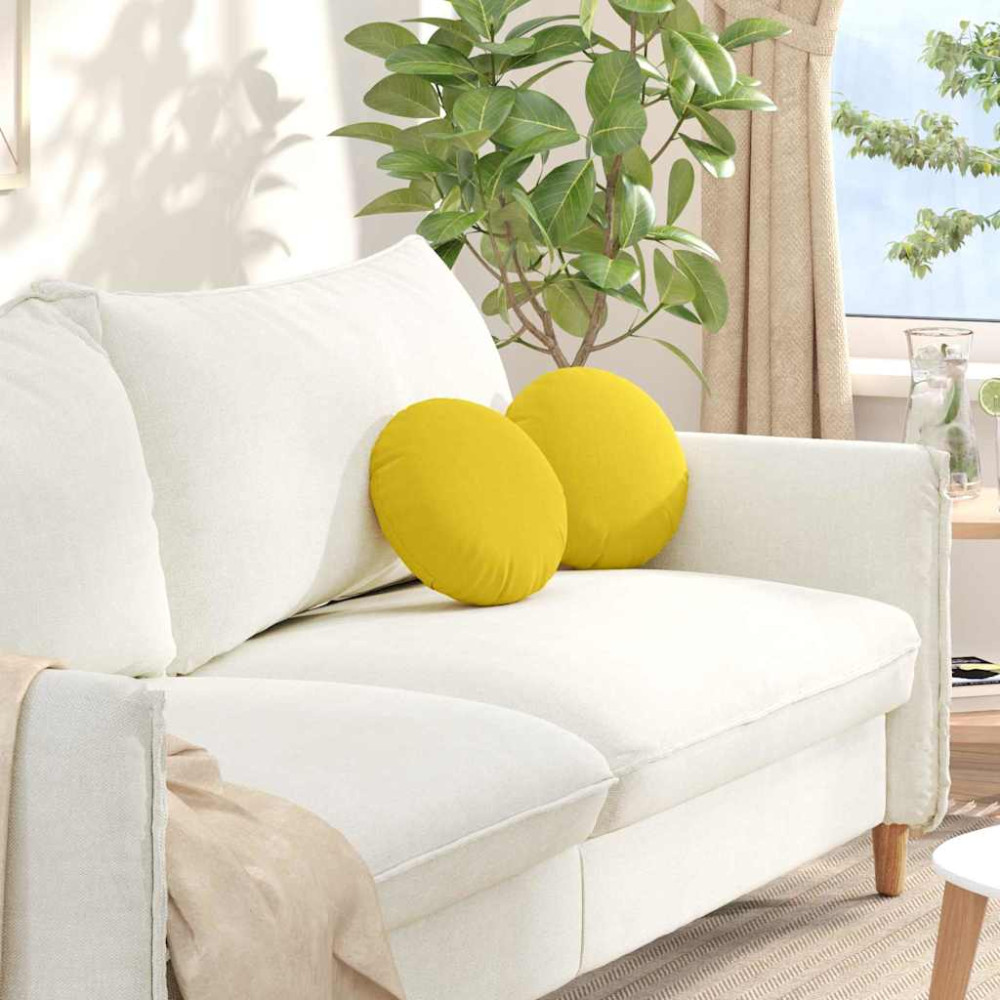 Produktbild för Sittkuddar 2 pcs Ljusgul Ø30 x 13 cm tyg
