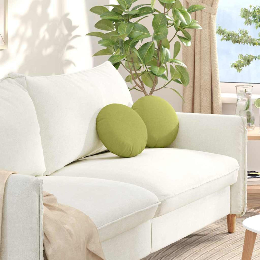 Produktbild för Sittkuddar 2 pcs Ljusgrön Ø30 x 13 cm tyg