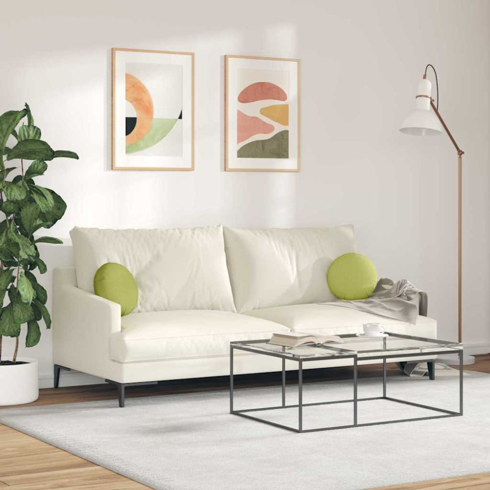 Produktbild för Sittkuddar 2 pcs Ljusgrön Ø30 x 13 cm tyg