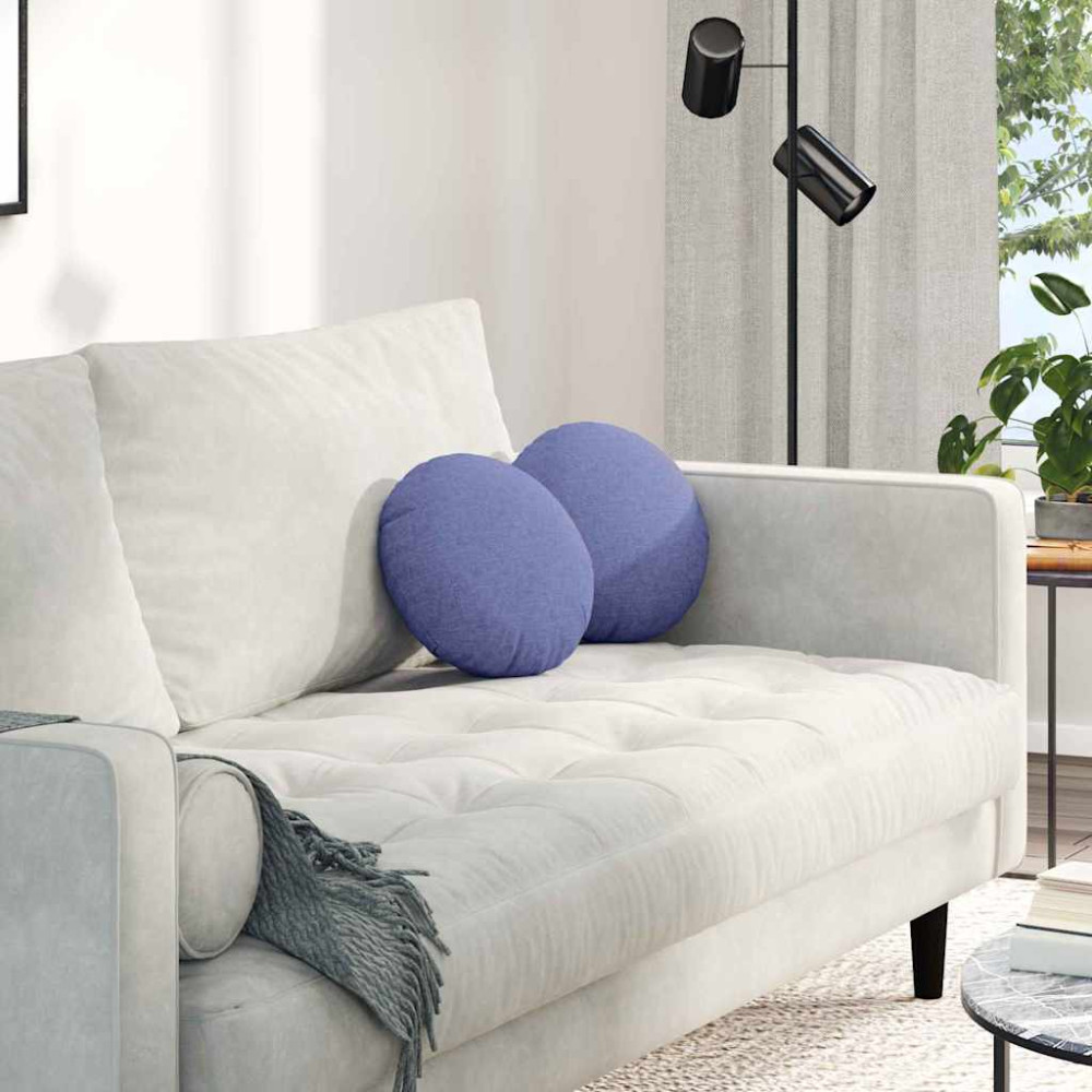 Produktbild för Sittkuddar 2 pcs Jeansblå Ø30 x 13 cm tyg