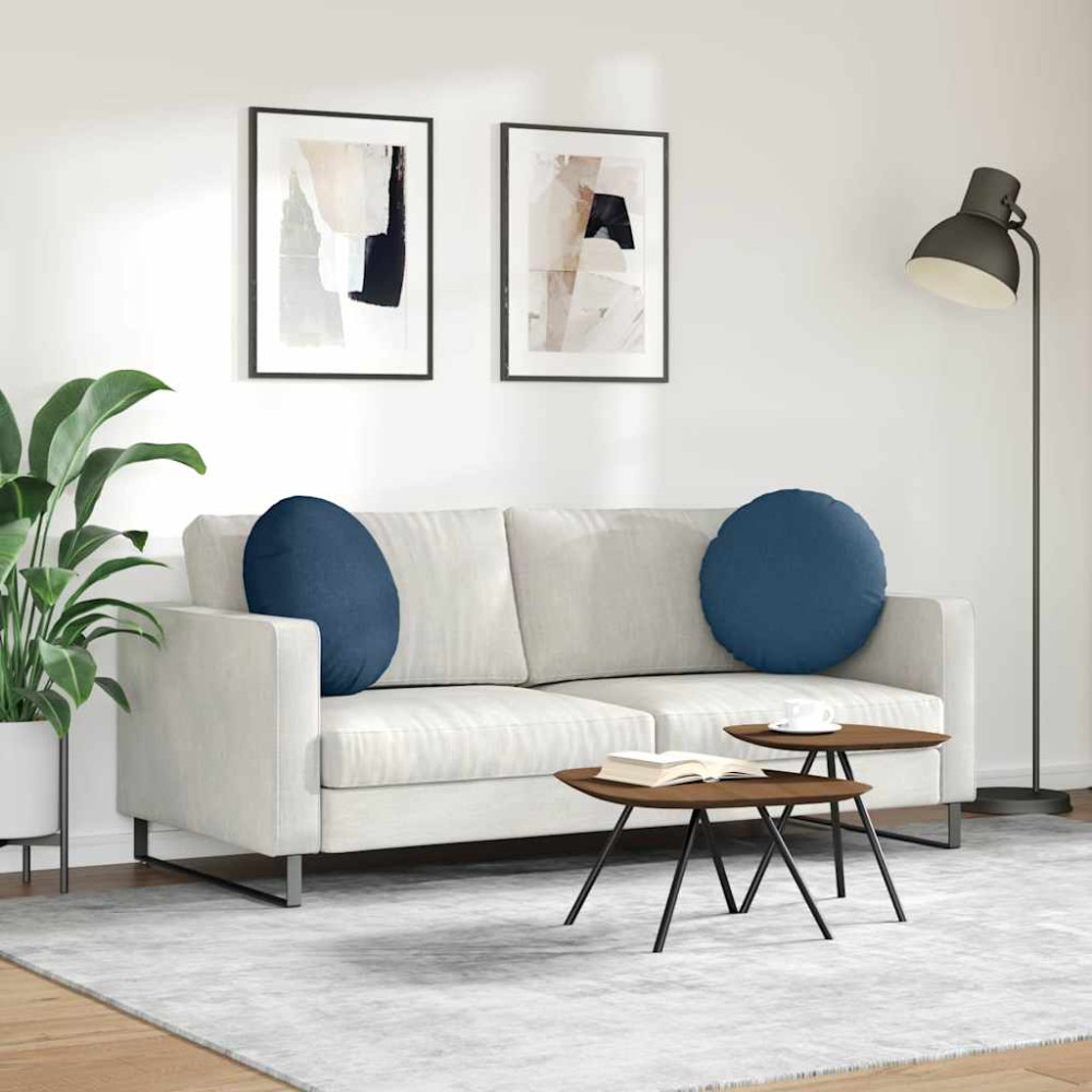 Produktbild för Sittkuddar 2 pcs Blå Ø50 x 19 cm tyg