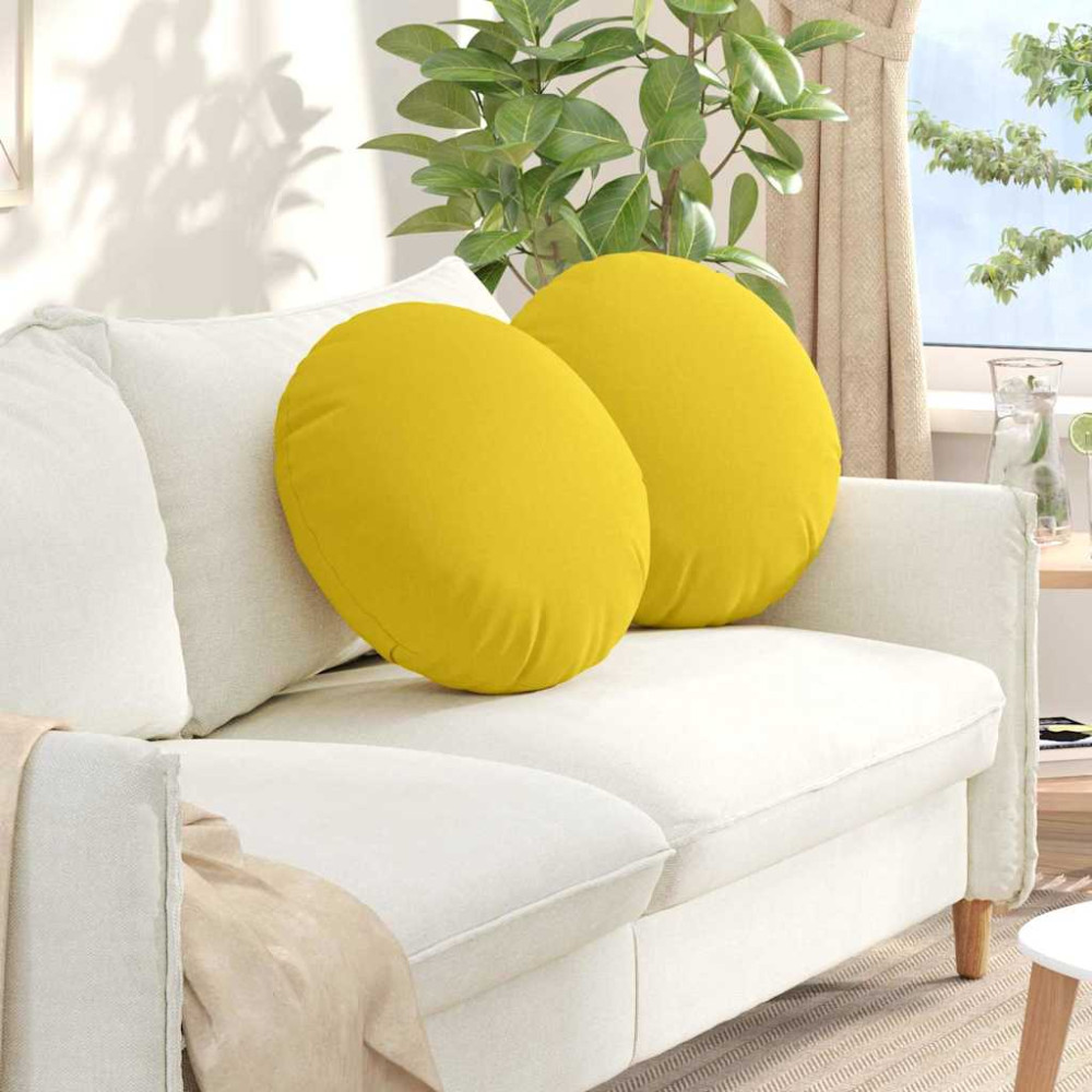 Produktbild för Sittkuddar 2 pcs Ljusgul Ø50 x 19 cm tyg