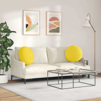 Produktbild för Sittkuddar 2 pcs Ljusgul Ø50 x 19 cm tyg