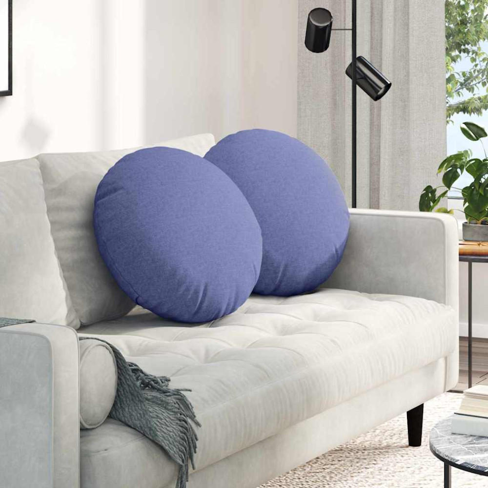 Produktbild för Sittkuddar 2 pcs Jeansblå Ø50 x 19 cm tyg