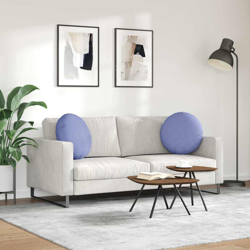 Produktbild för Sittkuddar 2 pcs Jeansblå Ø50 x 19 cm tyg