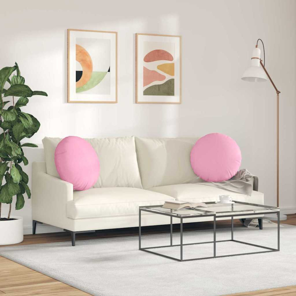 Produktbild för Sittkuddar 2 pcs Rosa Ø50 x 19 cm tyg