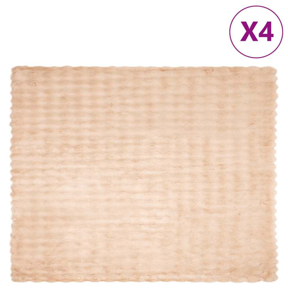 Produktbild för Halkfri filt i konstgjord kaninfäll Olite 4 pcs Beige Polyester