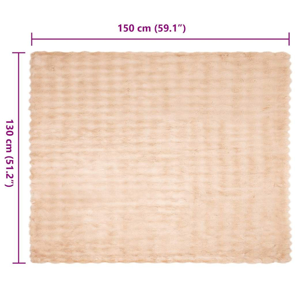 Produktbild för Halkfri filt i konstgjord kaninfäll Olite 4 pcs Beige Polyester