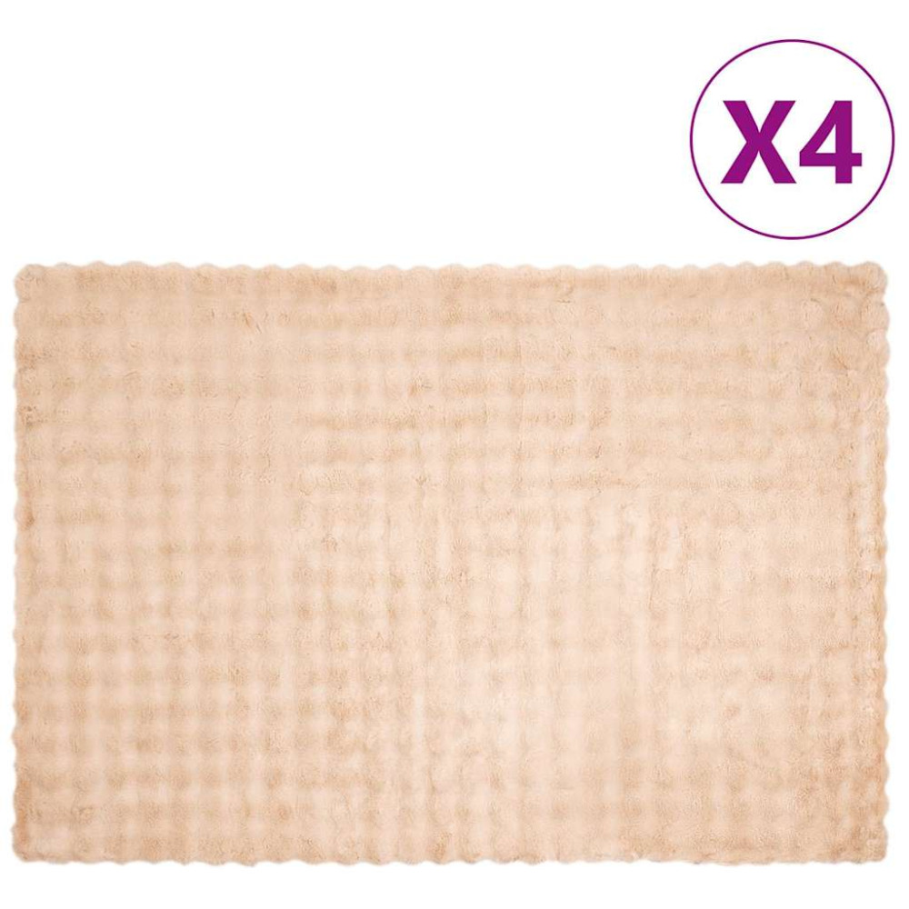 Produktbild för Halkfri filt i konstgjord kaninfäll Olite 4 pcs Beige Polyester